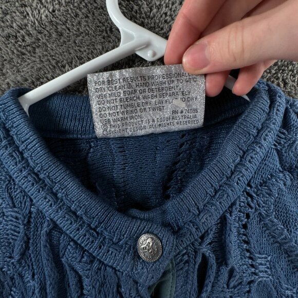 COOGI Blues Authentic Women Sweater Knit Pullover Blue Medium Cotton Henley - Picture 10 of 16